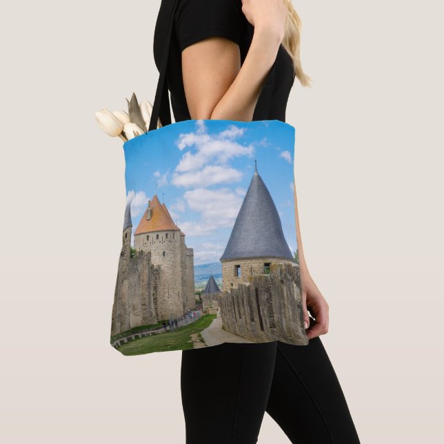 Medeltida murar i Carcassonne Tygkasse (Närbild)
