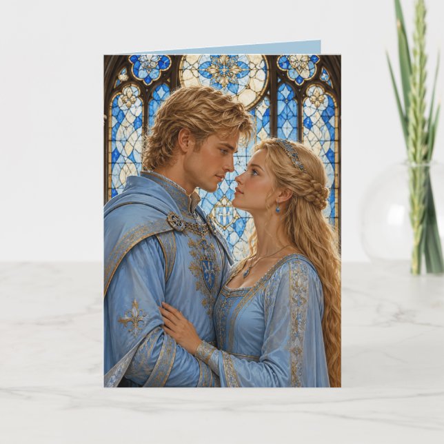 Medeltida par årsdag valentine-kort kort (Framsida)