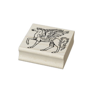 medeltida pegasuskonst frimärke stämpel