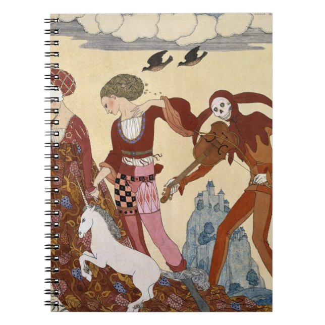 Medeltida plats av Georges Barbier Anteckningsbok Med Spiral (Framsidan)