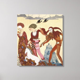 Medeltida plats av Georges Barbier Canvastryck