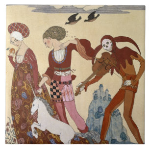 Medeltida plats av Georges Barbier Kakelplatta