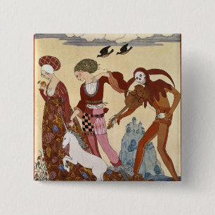 Medeltida plats av Georges Barbier Knapp