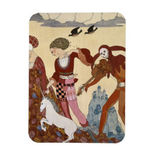 Medeltida plats av Georges Barbier Magnet