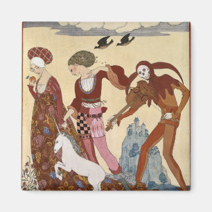 Medeltida plats av Georges Barbier Magnet