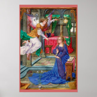 Medeltida religiös konst med Bebådelseängel och Ma Poster