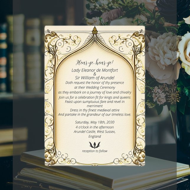 medeltida Renaissance Fantasy Arched Parchment Inbjudningar (Medieval Renaissance Fantasy Arched Parchment Invitation)