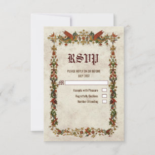 Medeltida renässans medeltiden vintage RSVP-kort OSA Kort