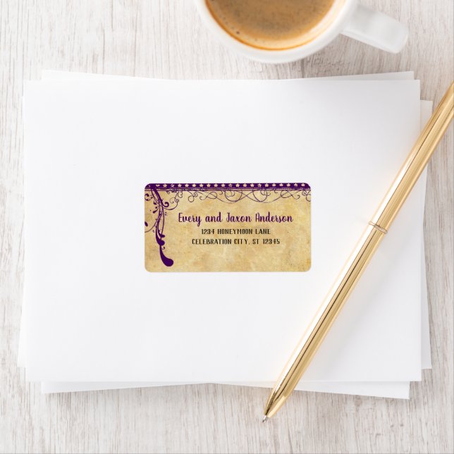 Medeltida renässans ultra violett RSVP-adress Adressetikett (Insitu)