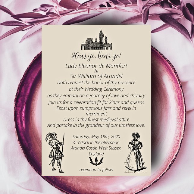 Medeltida renässansgravyr bröllop inbjudningar (Medieval Renaissance Engraving Wedding Invitation)