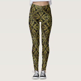 Medeltida renässanshjälte Lejon Leopard Metallisk Leggings
