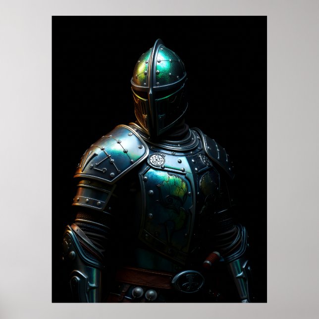 Medeltida riddar rustning, abstrakta färger poster (Framsidan)