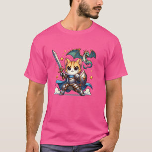 Medeltida riddar Rustning Katt Drakjägare Ren Fair T Shirt