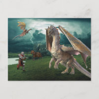 Medeltida Riddare Bronsdrake Fantasy Strid