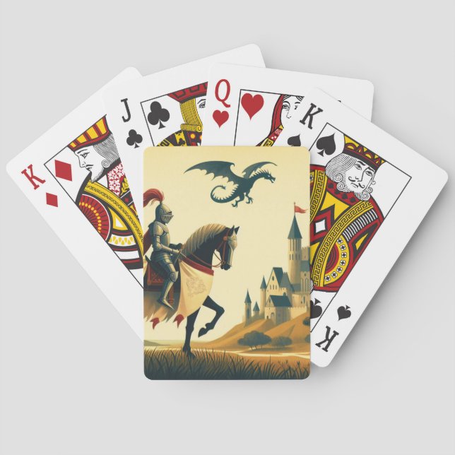 Medeltida riddare & fantasydrake  casinokort (Baksidan)