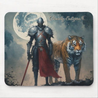 Medeltida riddare och tiger musmatta