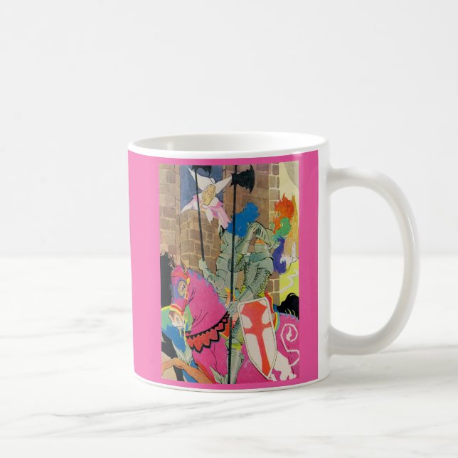 medeltida riddare på hästrygg kaffemugg (Höger)