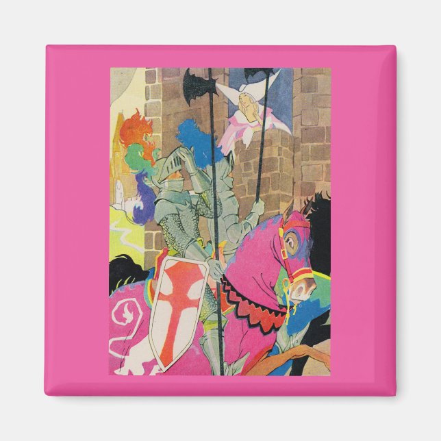 medeltida riddare på horseback magnet (Framsidan)