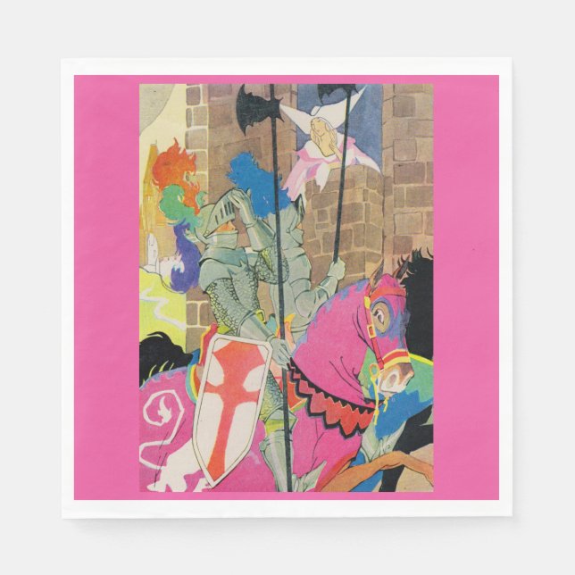 medeltida riddare på horseback pappersservett (Framsidan)