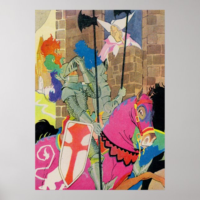 medeltida riddare på horseback poster (Framsidan)