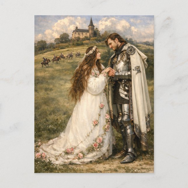 Medeltida riddare, slott & prinsessa helg vykort (Framsida)