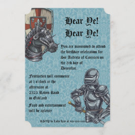 Medeltida riddarefödelsedaginbjudan inbjudningar