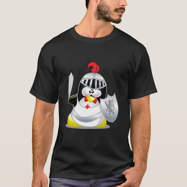 Medeltida riddarepingvin t-shirt (Framsida)