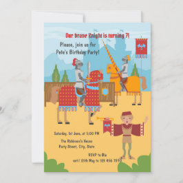 Medeltida Riddarturnering Pojke Födelsedagsfirande Inbjudningar