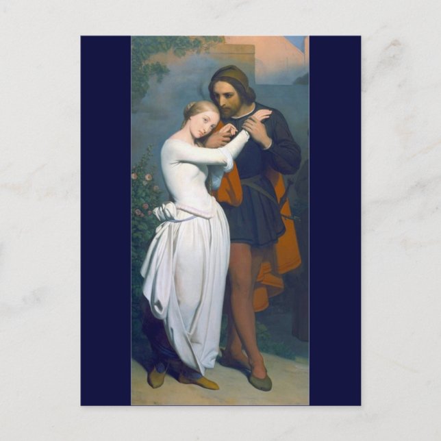 Medeltida romantisk duo vykort (Framsida)