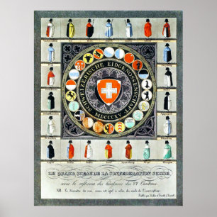 Medeltida schweizareaffisch poster