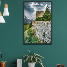 Medeltida Sesimbra-slottet och murar, Portugal. Poster