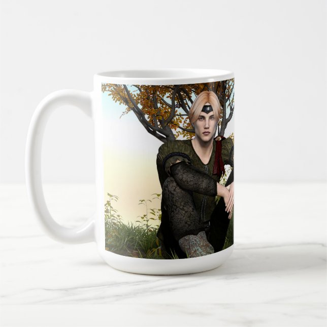 Medeltida Skogsprins Fantasiporträtt Kaffemugg (Vänster)