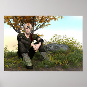 Medeltida Skogsprins Fantasyporträtt Poster