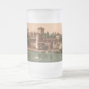 Medeltida slott och köping, Turin, italien Frostat Ölglas