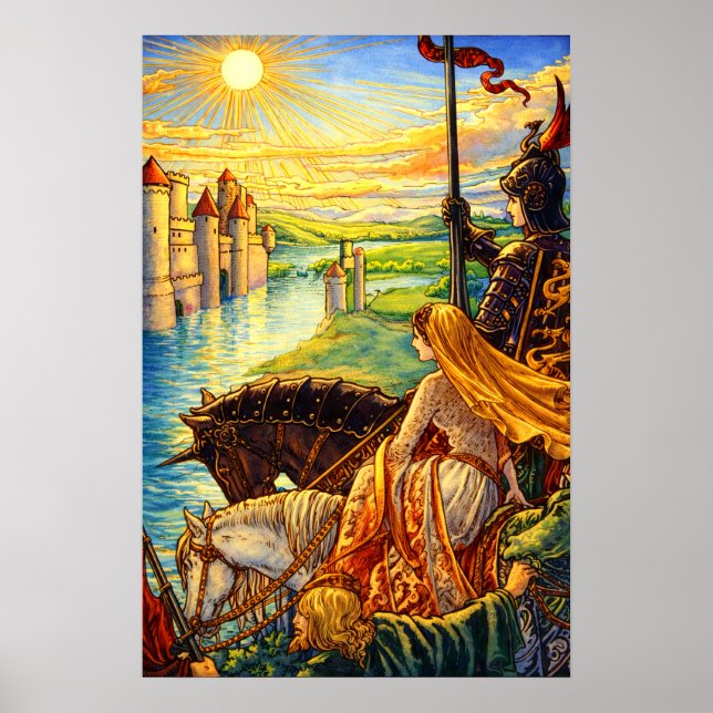 Medeltida slott, riddare & prinsessa poster (Framsidan)
