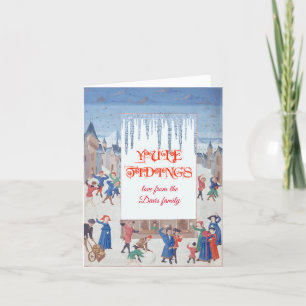 Medeltida snöscen Yule Helgkort