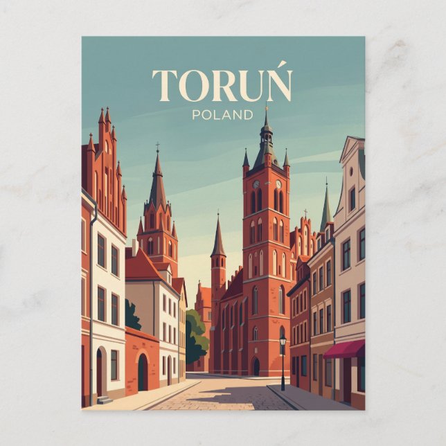 Medeltida staden Toruń Polen Vykort (Framsida)
