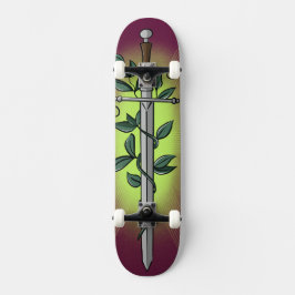 Medeltida svärd & vinrankor mini skateboard bräda 18,5 cm