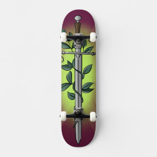 Medeltida svärd & vinrankor mini skateboard bräda 18,5 cm