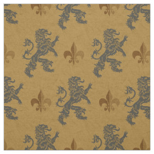 Medeltida våldsamma Lejon Fleur de Lis Tyg