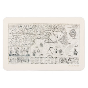 Medeltida världskarta Quebec Nouvelle-France Ameri Magnet