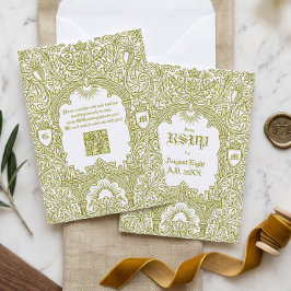 Medeltida Vintage Royal Castle Monogram Bröllop OSA Kort