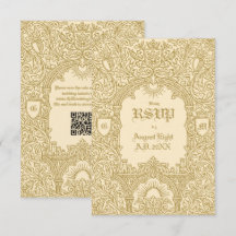 Medeltida Vintage Royal Guld Monogram Bröllops QR