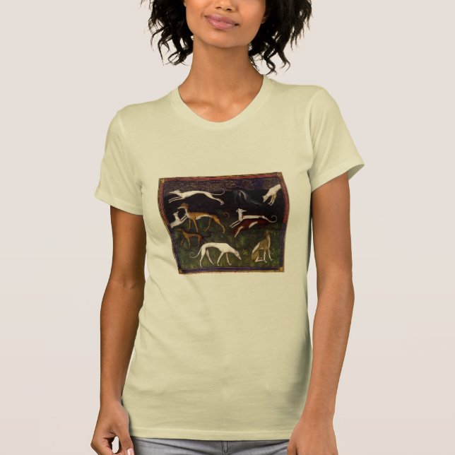 Medeltida vinthundar i den djupa skogen tee shirt (Framsida)