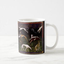 Medeltida vinthundhundar i den djupa skogen kaffemugg