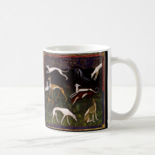 Medeltida vinthundhundar i den djupa skogen kaffemugg