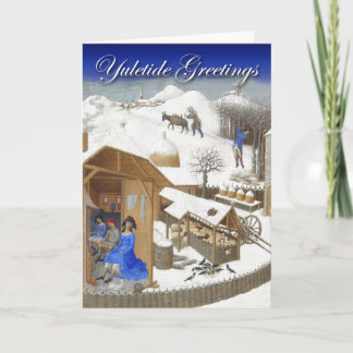 Medeltida Yuletide hälsningar Helgkort