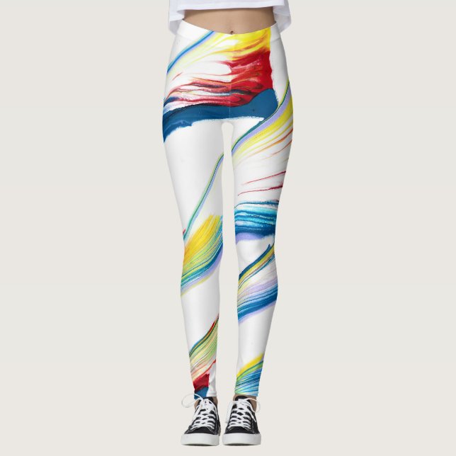 Medföljande 3 Vilda Randiga Abstrakta Leggings (Framsida)