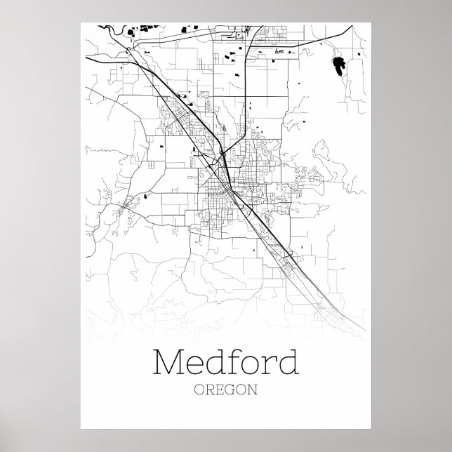 Medford Karta - Oregon - City Karta Poster (Framsidan)