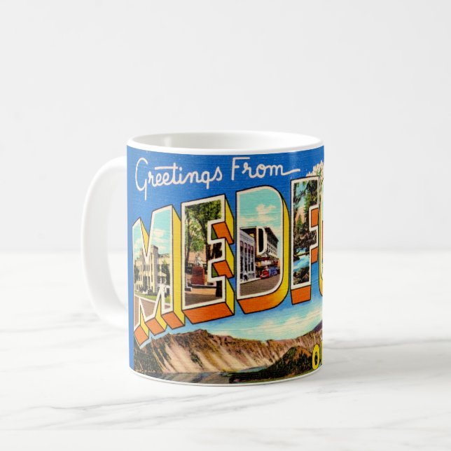 Medford Oregon Antik Välkomst Mugg (Framsida vänster)